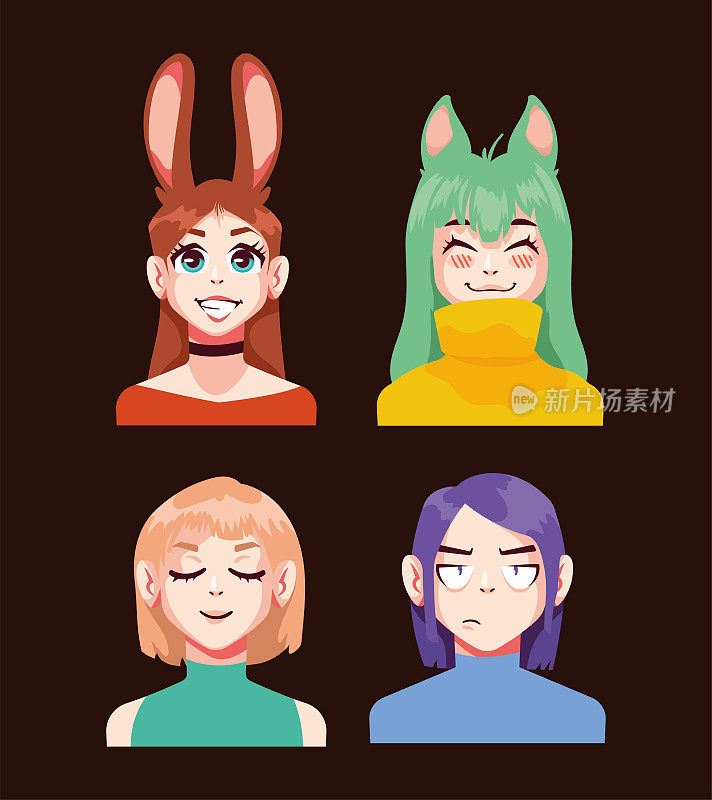 four anime style persons